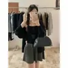 Conjunto de Dos Piezas de Chaleco de Punto Botones Retorcidos Estilo Vintage Puro y Cárdigan de Cuello Cuadrado para Mujer, Parte Superior Suelta y Casual para Otoño e Invierno