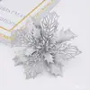 Nuevas Flores Decorativas de Plástico de Navidad Transfronterizas de 16 cm Guirnalda de Navidad Decoraciones para Fiesta de Navidad Colgantes DIY
