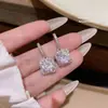 Brincos Super Brilhantes de Prata 925 com Pino, Personalizados com Zircônia Total, Estilo de Luxo Leve de Alta Qualidade, Brincos Populares, Acessórios de Orelha de Moda Elegantes e Requintados para Mulheres