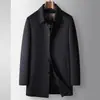 Abrigo de Hombre para Otoño e Invierno, Estilo Ejecutivo con Solapa, Cachemir, Lujo de Gama Alta Estilo de Negocios, Forro Interior Desmontable, Abrigo de Lana de Doble Cara