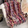 Chal Grande Estampado de Leopardo Jacquard Vintage para Mujer, Bufanda Gruesa con Flecos de Imitación Cachemir para Otoño e Invierno, Calentador de Cuello Versátil para Abrigo