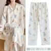 Conjunto de Dos Piezas de Vestido de Gasa de Algodón Puro y Pantalones para Maternidad Pijama Postparto Camisón de Lactancia Verano Embarazo