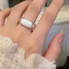 Anillo Abierto Estilo Minimalista Plata Brillante Imitación Concha Ojo de Gato, Joyería de Anillo Sencillo para el Dedo Índice de Personalidad para el Viaje Diario