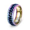 Anillo Giratorio de Cadena de Acero Inoxidable para Hombre de Estilo Nuevo Europeo y Americano en Doce Colores, Joyería Mayorista a Todo Color para Mejorar la Fortuna y Aliviar el Estrés