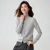 Cardigan Baicai Veludo Cashmere Outono/Inverno Novo com Borda Enrolada, Tricô Confortável Macio Relaxado de Manga Longa, Suéter de Gola Alta