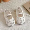 Sandálias de Tela Floral para Meninas 2026 Novo Estilo de Verão Cor Sólida Tela Transparente Sapatos de Princesa para Crianças Pequenas, Médias e Mais Velhas, Sapatos de Performance