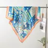 Nuevo Pañuelo Cuadrado Grande Estilo Francés Floral 90X90, Lujoso Pañuelo de Seda Brocada, Versión Coreana para Mujer, Chal de Alta Gama para Primavera y Otoño, Pañuelo de Regalo