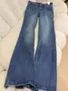 Calça Jeans Flare Feminina Primavera e Outono Nova Cintura Baixa Reta Solta Casual Versátil Preguiçosa Relaxada Caimento Longa até o Chão