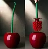 Cepillo de Inodoro de Cereza, Mango Largo, Cerdas Suaves, Uso Diario en el Hogar, Set Creativo de Cepillos de Limpieza de Plástico para Baño