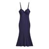Vestido sexy de encaje con tirantes y cola de pez para chica caliente pura para mujer 2024 Nuevo vestido sexy con cuello en V y almohadilla en el pecho