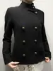 Abrigo de lana retro estilo coreano, estilo universitario, de cuello alto, abotonado, versátil y de moda casual para otoño e invierno
