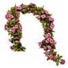 Enredaderas de rosas artificiales, plástico al por mayor, enredaderas de flores falsas para decorar conductos de aire acondicionado, techos y decoraciones de bodas, arreglos florales de rosas
