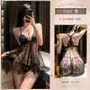 Camisola de Renda Feimu Decote em V Profundo 7767 Lingerie Sexy Costas Transparentes Tanga Roupa de Dormir