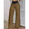 Pantalones de Pierna Ancha Casual Rectos Sueltos de Cintura Alta con Cinturón Hueco Moda Femenina de Comercio Exterior Europeo y Americano Verano 2023