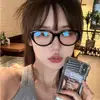 Gafas Planas Estilo Europeo y Americano Ojo de Gato para Mujer, Celebridad de Internet Sin Maquillaje para Tomar Fotos, Gafas Retro con Filtro de Luz Azul, Se Pueden Combinar con Marcos para Gafas de Miopía