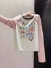 Top con Estampado de Graffiti de Diseño Otoñal, Combinación de Colores, Rejuvenecedor para Mujer, Cómodo, Holgado, Casual, Perezoso, Camiseta de Manga Larga Básica