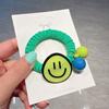 Lazo para el pelo de acrílico fluorescente de dibujos animados Smiley de Dongdaemun, Corea; Cuerda para el pelo linda; Accesorios para la cabeza de bola para coleta de niña