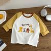 Nova Camiseta Infantil 2026 Algodão Puro Manga Longa para Meninos Peça Única Roupas de Algodão Puro Classe A para Meninas Desenho Animado Tendência Vestuário Infantil