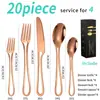 Amazon Juego de Cubiertos de Acero Inoxidable Creativo para Bistec Estilo Western Hueco, 5 Piezas Principales 20 Piezas