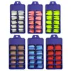 Uñas Portátiles de Color Sólido con Punta Redonda 100 Piezas de Uñas de Manicura Caja de Plástico Caja Azul Fina Parches de Manicura