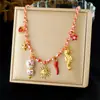 Colección de Collares Coloridos Estilo Océano con Goteo de Aceite, Cadena para Clavícula de Concha Estrella de Mar Sol Perla de Imitación, Joyería al por Mayor Estilo Vacacional