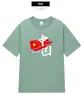 Nueva Moda Nacional China Camiseta de Manga Corta para Repostar Hombres y Mujeres Verano Hombro Caído Juventud Algodón Casual Bandera Roja Camiseta China