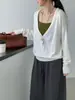 Luego, el colorido suéter de punto relajado y simple estilo coreano para mujer, con un toque de alta gama y elegante, suéter de cuello en V D9026