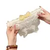 Pêssego Doce e Desejoso~Calcinha Fio Dental de Renda Transparente Sexy com Laço Doce para Mulheres 2026 Nova de Cintura Baixa Verão