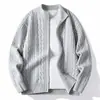 Moda Outono Inverno Tendência Masculina Casual Cardigan de Tricô Longo com Zíper Versátil Casaco Suéter