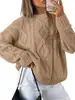 Nuevo suéter pullover holgado de punto trenzado estilo europeo y americano de Amazon para mujer, cuello redondo, color liso, manga larga, suéter casual