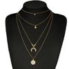 Collar de aleación con lentejuelas colgantes de luna multicapa de estilo bohemio de moda transfronteriza europea y americana 2019