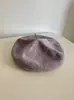Boina de Punto de Lino Gris Amarillo Rosa Transpirable Fresca Elegante Japonesa Francesa para Mujer