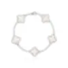Pulsera de Acero de Titanio con Trébol de Cuatro Hojas de Nácar por Ambos Lados para Mujer para Usar en la Ducha y Asistencia Diaria Joyería de Mano de Trébol Dulce