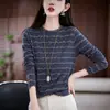 Nova Moda de Outono Plus Size Camiseta Básica Estilo Mãe, Camiseta Elegante Solta Emagrecedora para Mulheres de Meia-Idade e Idosas, Manga Longa Atacado
