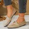 Comercio exterior transfronterizo talla grande 2026 otoño e invierno nuevos zapatos planos de punta para mujer, zapatos casuales de slip-on poco profundos de moda