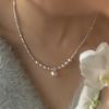 Collar de perlas de plata esterlina S925 brillante para mujer, diseño de nicho de lujo ligero, nuevo estilo, cadena de clavícula con cuentas, joyería de plata