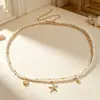 Cadena de Cintura Doble Capa de Caracola Estilo Europeo y Americano, Cadena de Cintura con Colgante de Estrella de Mar y Concha, Cadena Corporal Versátil Casual Estilo Vacaciones en la Playa