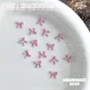 Conjunto Misto de Decorações para Unhas com Laços de Resina Rosa de 12 Peças, Acessórios Populares 3D de Laços para Unhas DIY