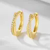 Brincos de Cruz Cravejados com Diamantes em Prata Esterlina S925, Estilo Europeu e Americano Moderno, Luxo Leve, High-End, Simples e Versáteis, Brincos de Argola Geométricos Cravejados com Diamantes