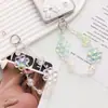 Corrente para Celular com Pingente Flor de Cristal Avançada Alça de Pulso Curta Ins Moda Pequeno Fresco Enfeites para Pendurar no Celular Pendurado com Contas