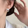 Brincos de Pérola com Gradiente Azul Floral Doce Fresco Simples Moda para o Dia a Dia Presilhas Invisíveis Sem Furos