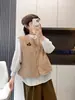 Chaleco de Algodón Estilo Mori Girl Japonés Otoño Cuello Redondo Liso Acolchado Versátil Holgado Sin Mangas Chaleco para Mujer Venta al por Mayor