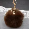 Colgante de Bolsa Bolita de Piel de Perla Llavero de Bola de Piel Llavero de Piel de Conejo Sintético Colgante de Coche Decoración de Bola de Piel Llavero de Piel para Mujer