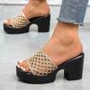 Sandalias de Verano Nuevas con Plataforma Gruesa, Cortadas, de Tacón Alto 2025 para Mujer, Talla Grande, Transfronterizas, Punta Abierta, Elegantes Zapatillas 43
