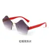 Nuevas Gafas de Sol Sin Marco para Niños y Niñas, Gafas de Sol Anti-UV para Niños, Gafas Poligonales Degradadas de Alta Gama