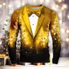 Europa y Estados Unidos 2024 transfronterizo nuevo Navidad Halloween impresión digital 3D moda para hombres y mujeres suéter de cuello redondo COS