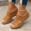 Sandalias de cuña casuales gruesas de temporada otoño 2026 talla extra europea y americana para mujer con diseño floral hueco