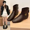 Botines de moda versátiles para otoño 2026 para mujer, con punta cuadrada y tacón grueso, botines de moda de corte bajo para mujer con ajuste ceñido y hebilla de cinturón