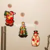 Luzes de Natal de Ventosa LED Formato de Boneco de Neve e Velhinho Luzes Decorativas para Janela Luzes de Natal Adereços de Atmosfera Festiva Luzes de Ventosa