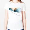 Camiseta de Moda de Verano para Mujer con Impresión Digital 3D de Desgarro en el Pecho para Mujer, Distintiva, Divertida, de Moda